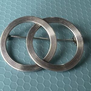 Vintage Beau Sterling Double Sterling Pin/Brooch 1.5” Length X 1” Width As Is